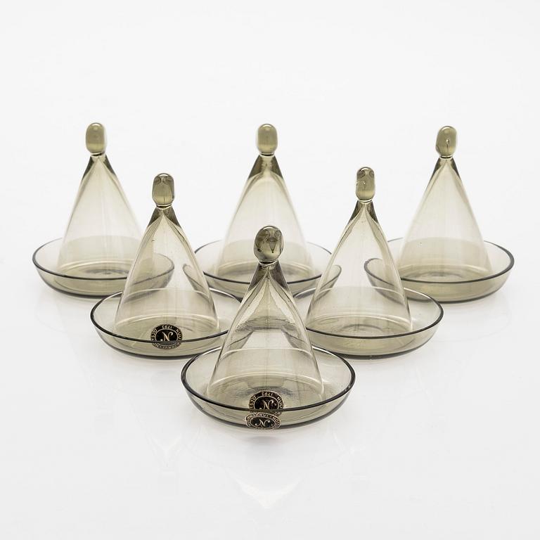 Kaj Franck, a set of six early 1950s schnapps glasses for Nuutajärvi.