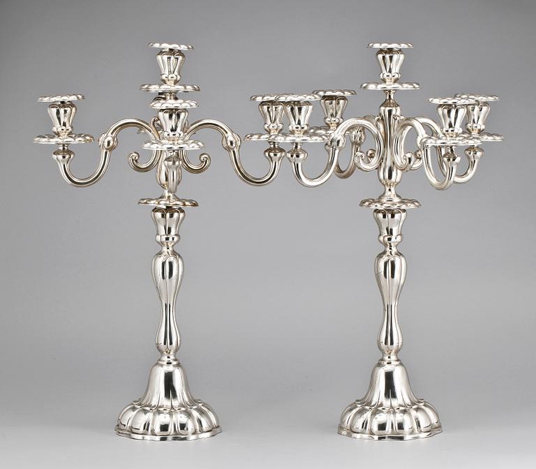 KANDELABRAR, ett par, silver. Hugo Böhm, Tyskland. 1800/1900-tal.
