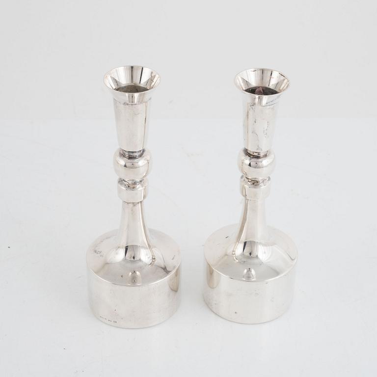 A Pair of Swedish Silver Candlesticks,  mark of KG Markströms, Uppsala 1967.