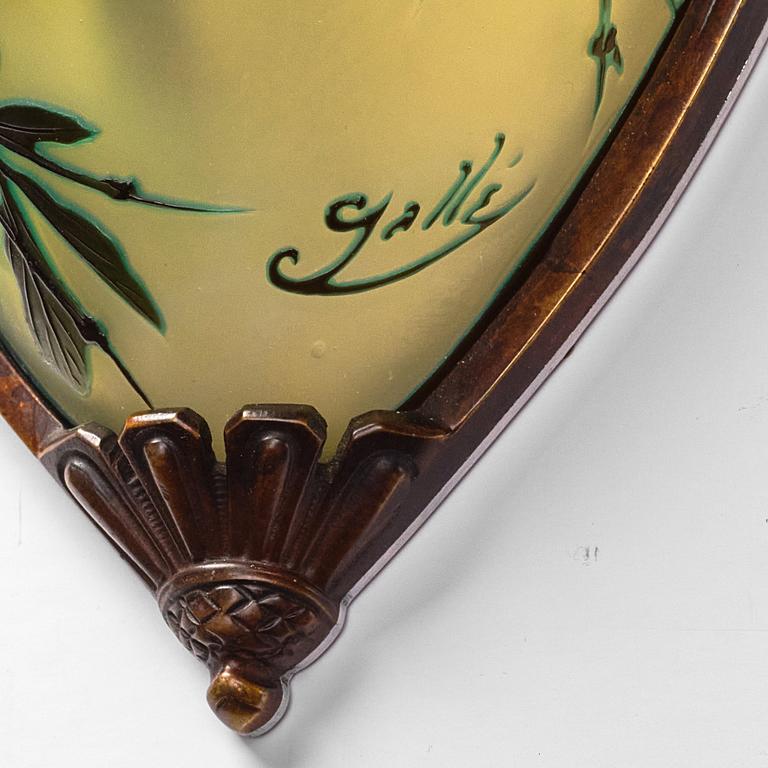 Emile Gallé, vägglampor, ett par, Nancy, Frankrike, Art Nouveau, 1900-talets början.