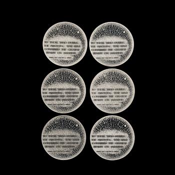 A SET OF SIX SILVER COLLECTORS COINS, Nobel Price Winners 1971 from Sporrong, Sweden.