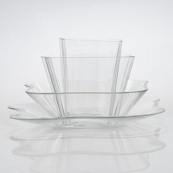 Alvar Aalto, glasskulptur, "Aalto-blomman", 3+1 delar, signerade Alvar Aalto.