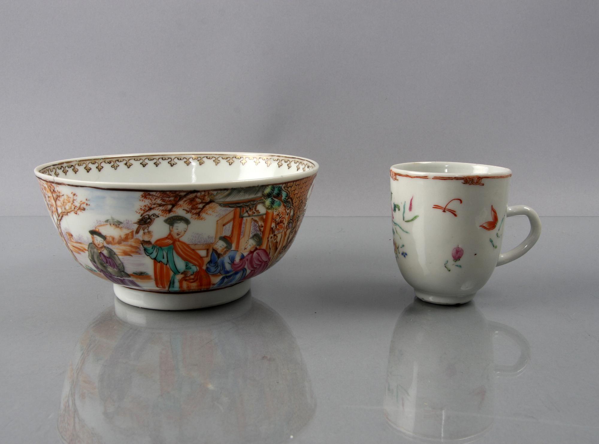 SKÅL, mandarinporslin och KOPP, porslin, Kina 1700-tal.