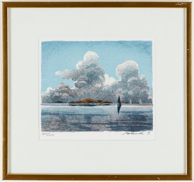 ROLAND SVENSSON, färglitografi, "Ännu ett skärgårdsår", signerad och numrerad 105/350.