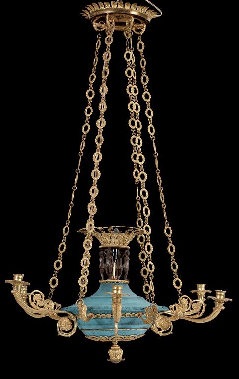 An Empire-style 19th century six-light hanging-lamp.