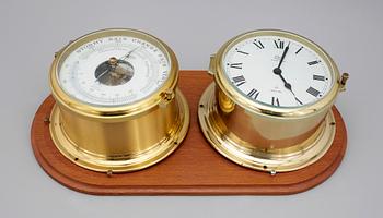 SKEPPSUR samt BAROMETER, mässing, Schatz, 1900-talets andra hälft.