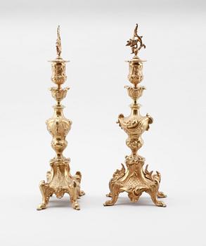 LJUSSTAKAR, 1 par, brons, 1800-talets andra hälft.