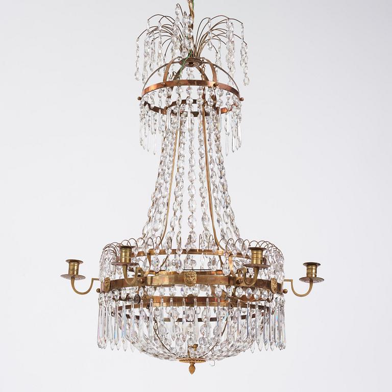 A Gustavian seven-light chandelier, second part of the 18th century.