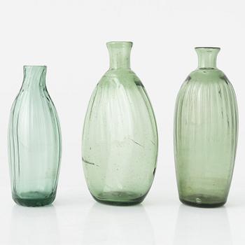 A set of three 'Waldglas' flasks, presumably 18th Century.