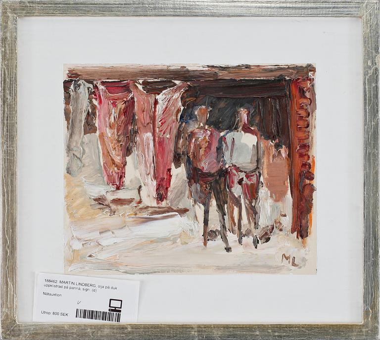 MARTIN LINDBERG, olja på duk uppklistrad på pannå, sign.