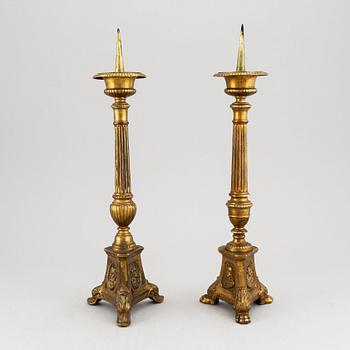 Two 19th century bronze altar candlesticks.