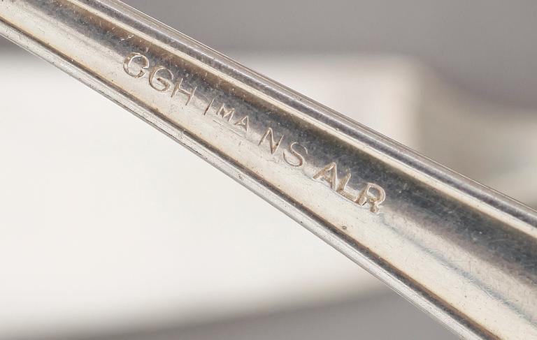 FISKBESTICK, 24 delar, C.G.Hallberg, nysilver, 1900-talets mitt.