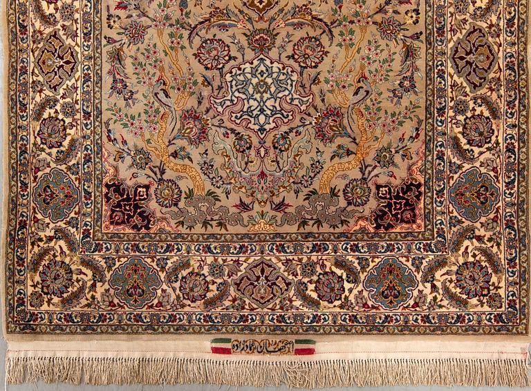 A signed isfahan part silk carpet ca 192 x 118 cm.