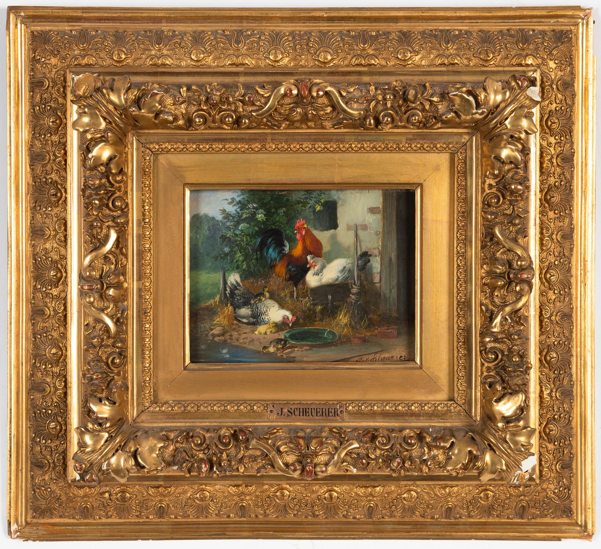 Julius Scheuerer, olja på pannå, signerad.