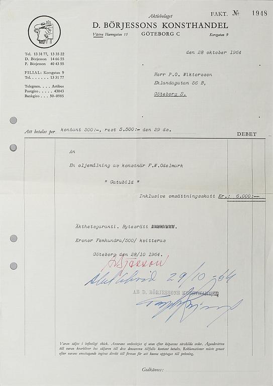 FRANS WILHELM ODELMARK, olja på pannå, signerad.