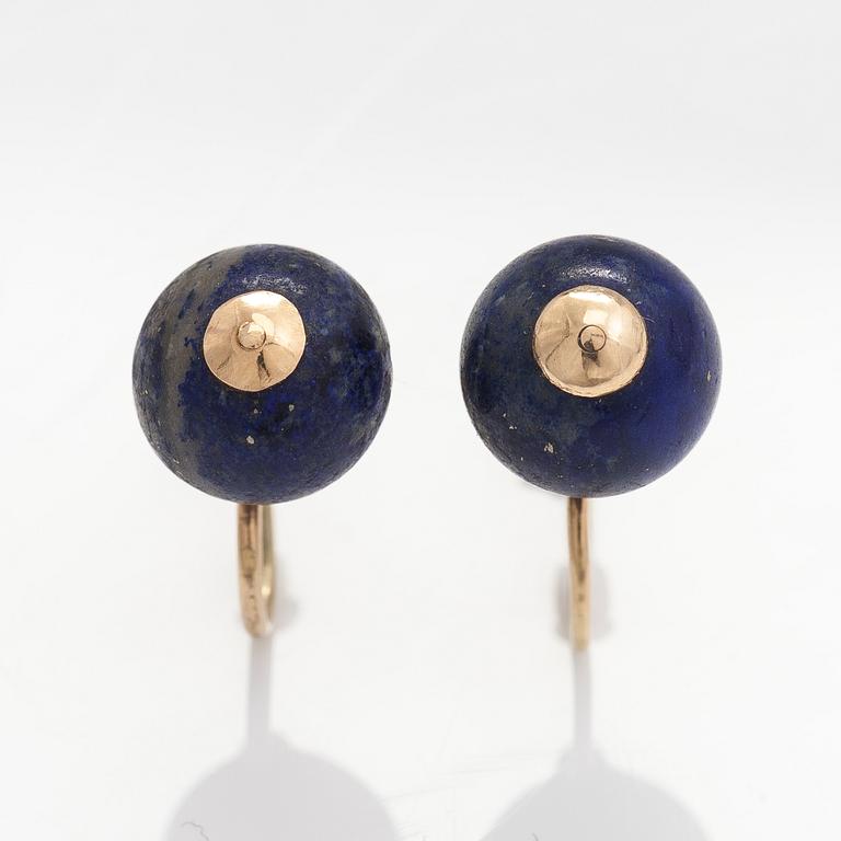 KORVAKORUPARI, 14K kultaa, lapis lazulia.