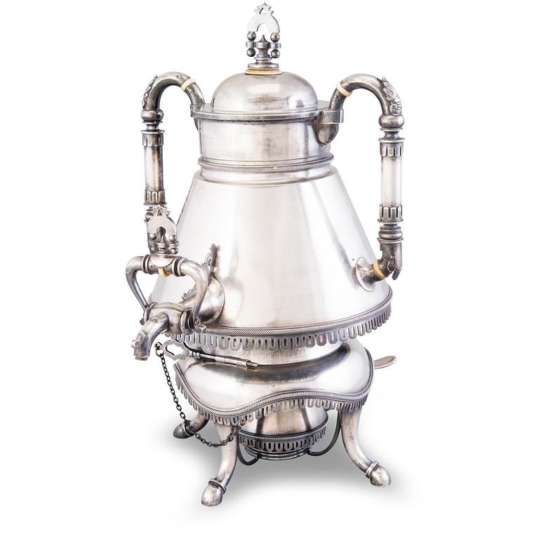 SAMOVAR, silver, Johan Ferdinand Olsonius, Gratchev, Sankt Petersburg 1882.
