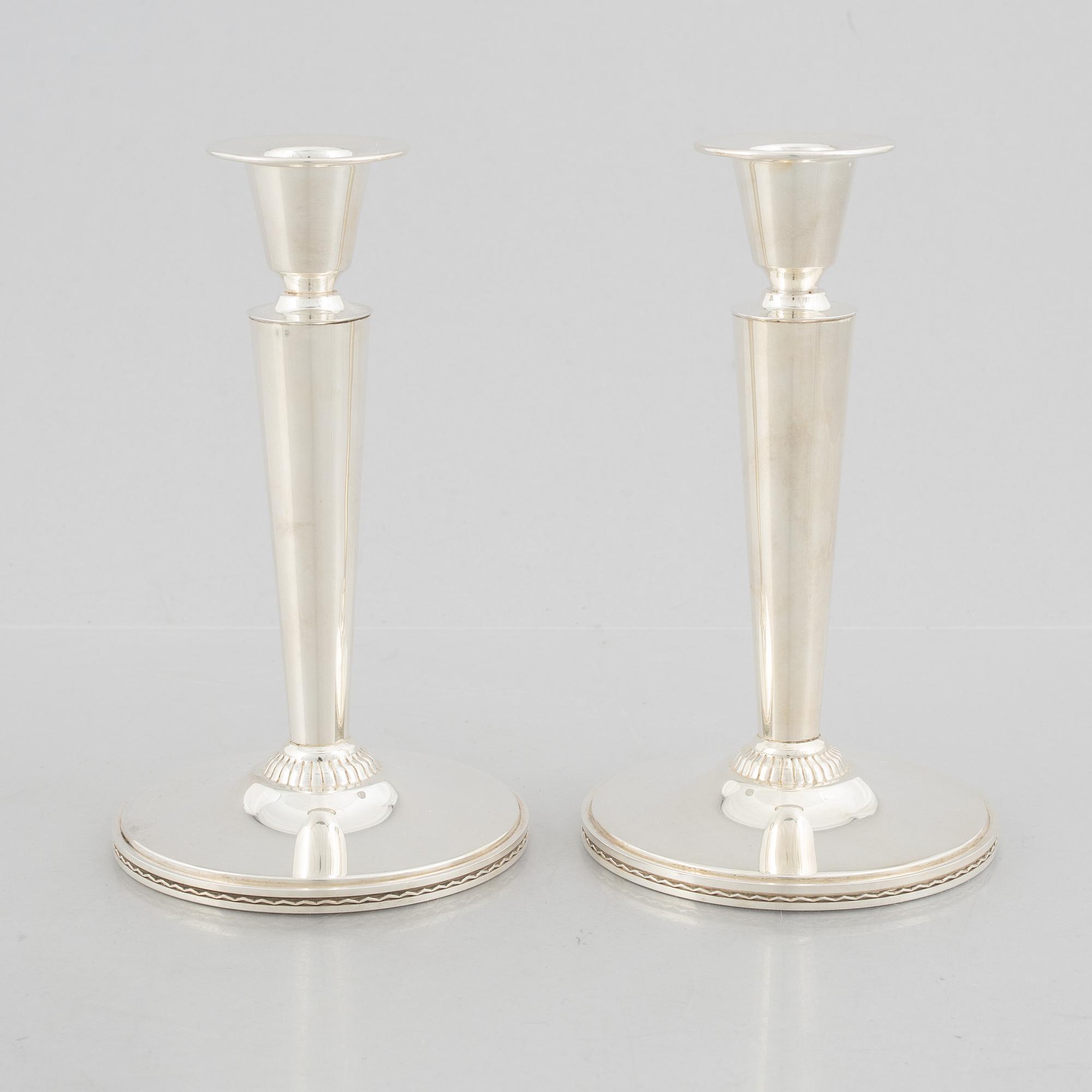 Eric Råström, candlesticks, a pair, silver, CG Råström, Stockholm 1969.