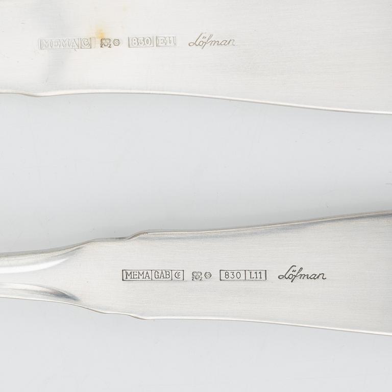 Erik Löfman, silver cutlery set, ca 55 pieces, "Uppsala", Mema.