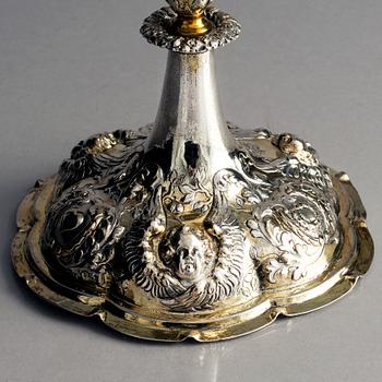 A German 17th century parcel-gilt silver cup, mark of Johann Haltenwanger, Augsburg 1697-1699.