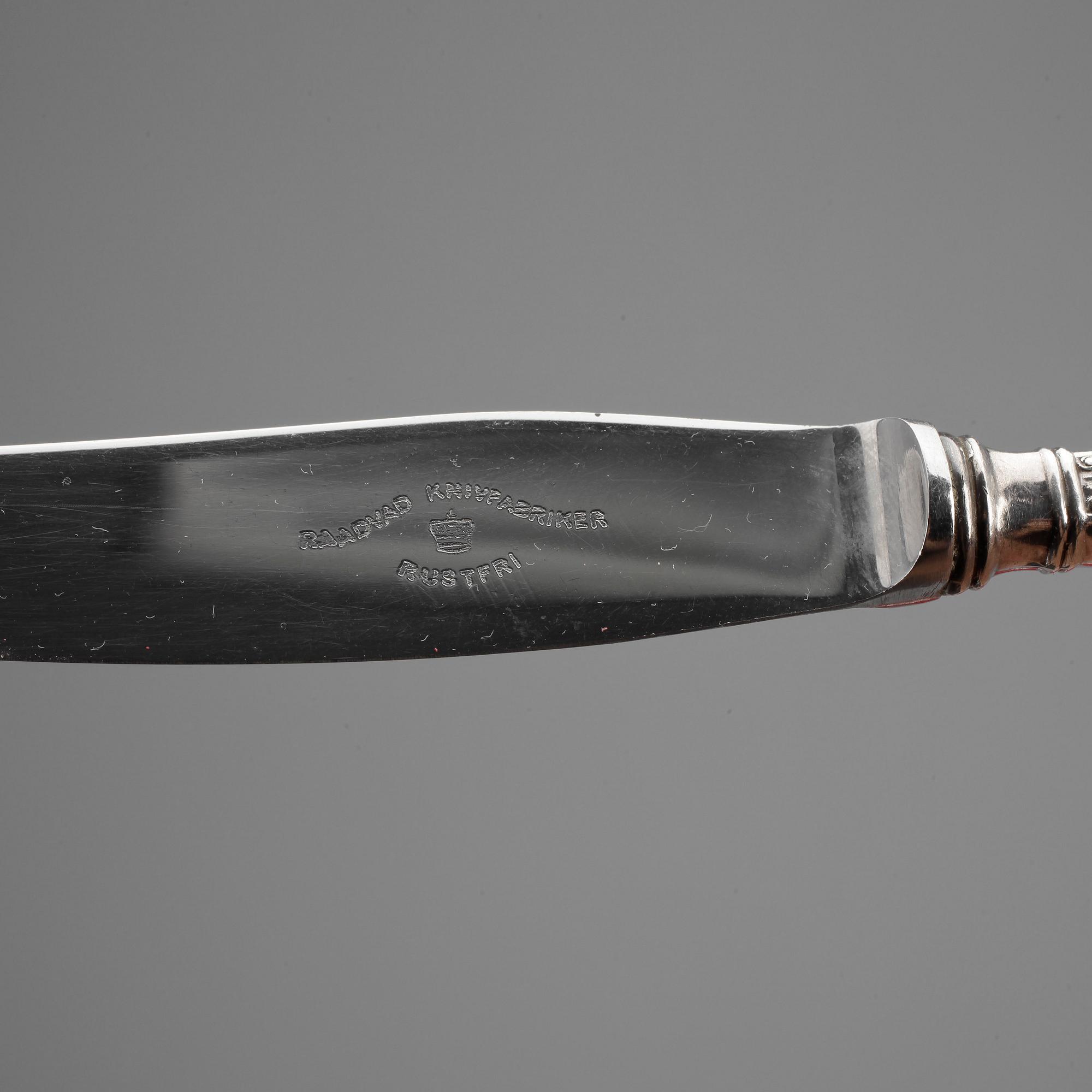 KNIVAR, 12 st, silver, mestadels Johannes Siggaard, Danmark, 1937.