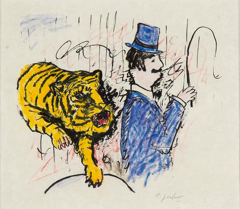 Lennart Jirlow, mixed media on Japanese paper, signed.