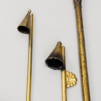 FIRE UTENSILS, 10 parts, ca 1900.