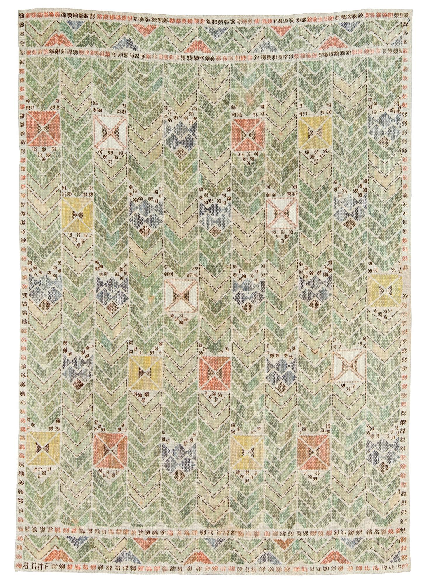 DRAPE. "Rågen". Flat weave. 187 x 130,5 cm. Signed AB MMF.