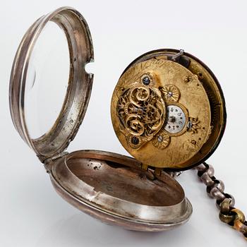 SPINDELUR, 2 st, silver, 1800-talets första hälft.