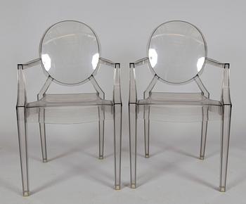 KARMSTOLAR, 1 par, "Louis Ghost", Philippe Starck för Kartell.
