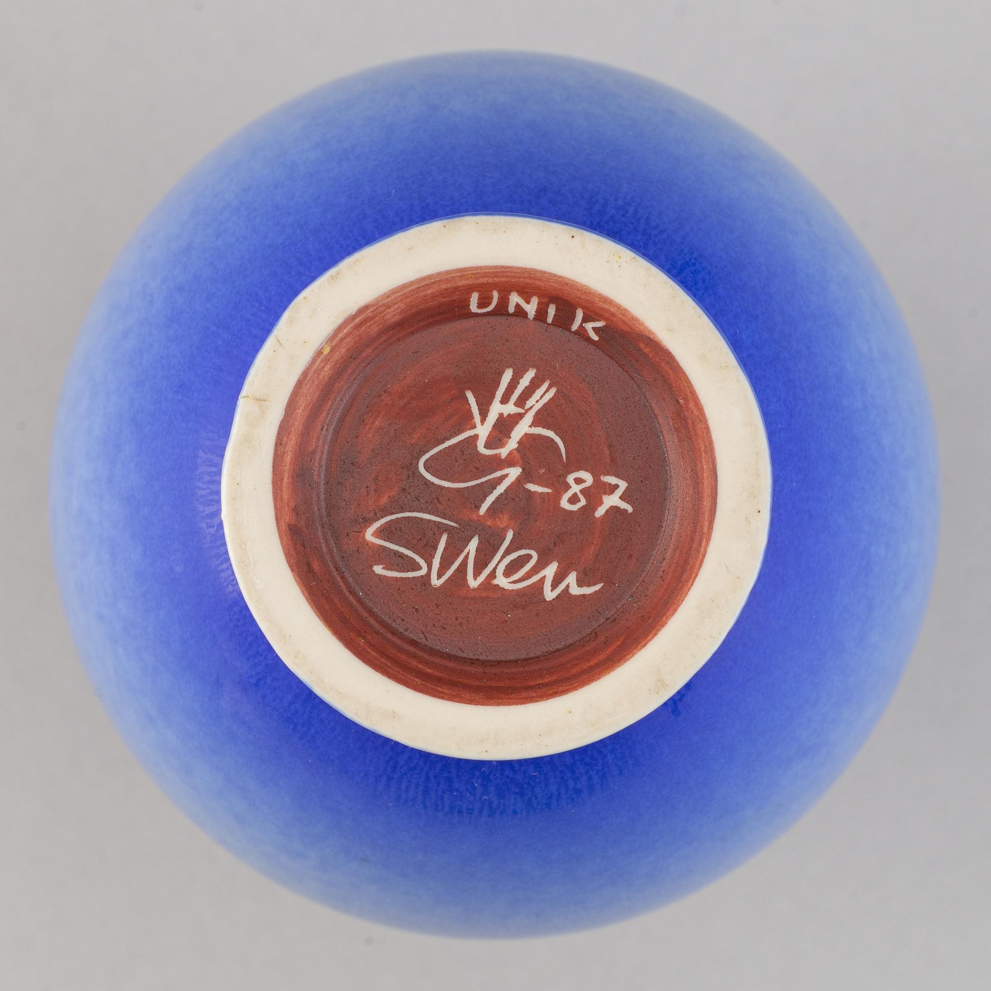 Sven Wejsfelt, a set of three stoneware vases for Gustavsbergs studio, 1980, 1987 and 1989.