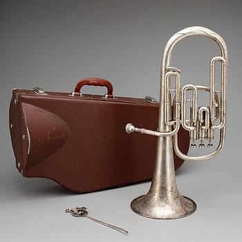 HORN, försilvrat mässing, "Embassy", Besson, London, England, 1900-tal.