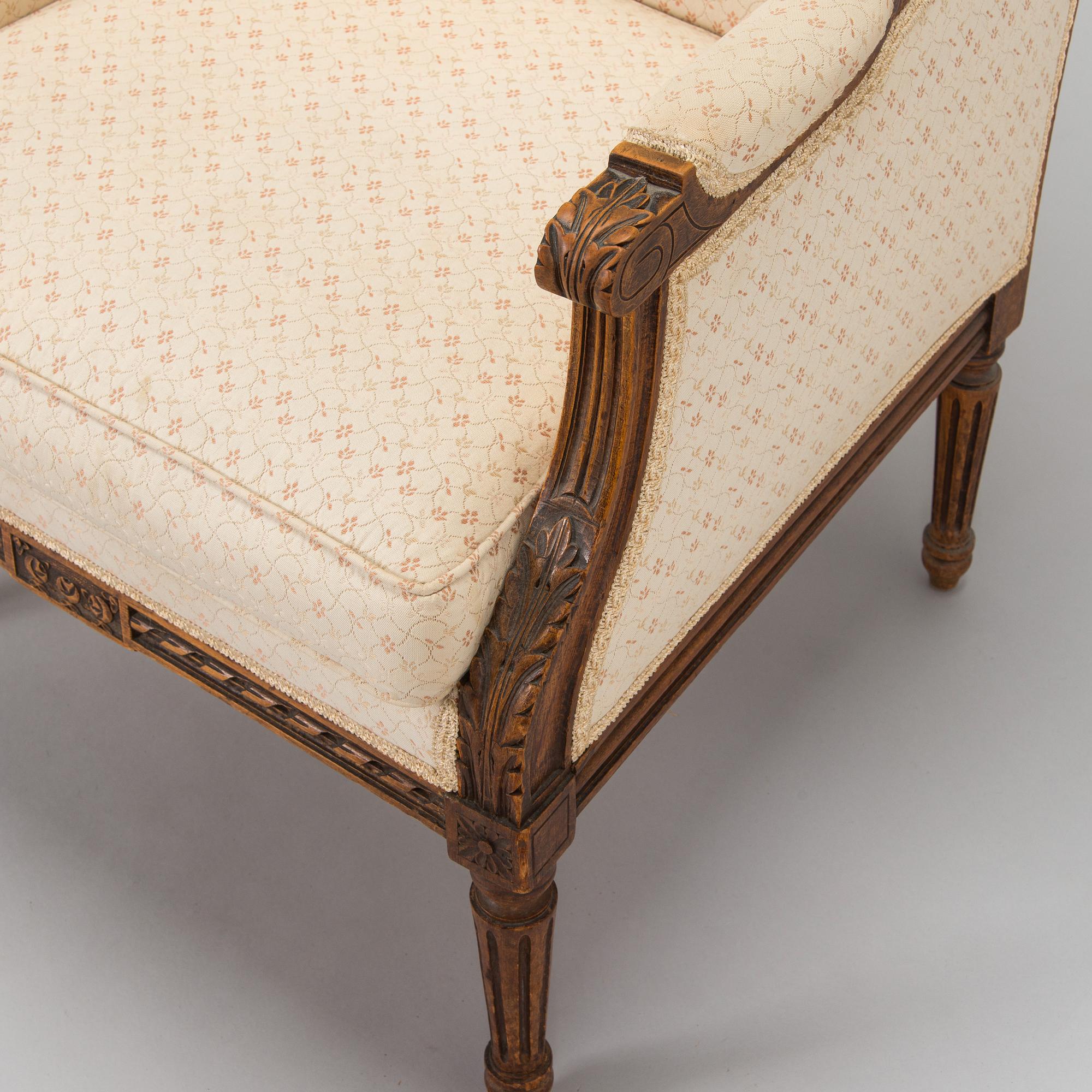 Nojatuoli, Bergère, Louis XVI -tyyli, 1900-luvun alkupuoli.