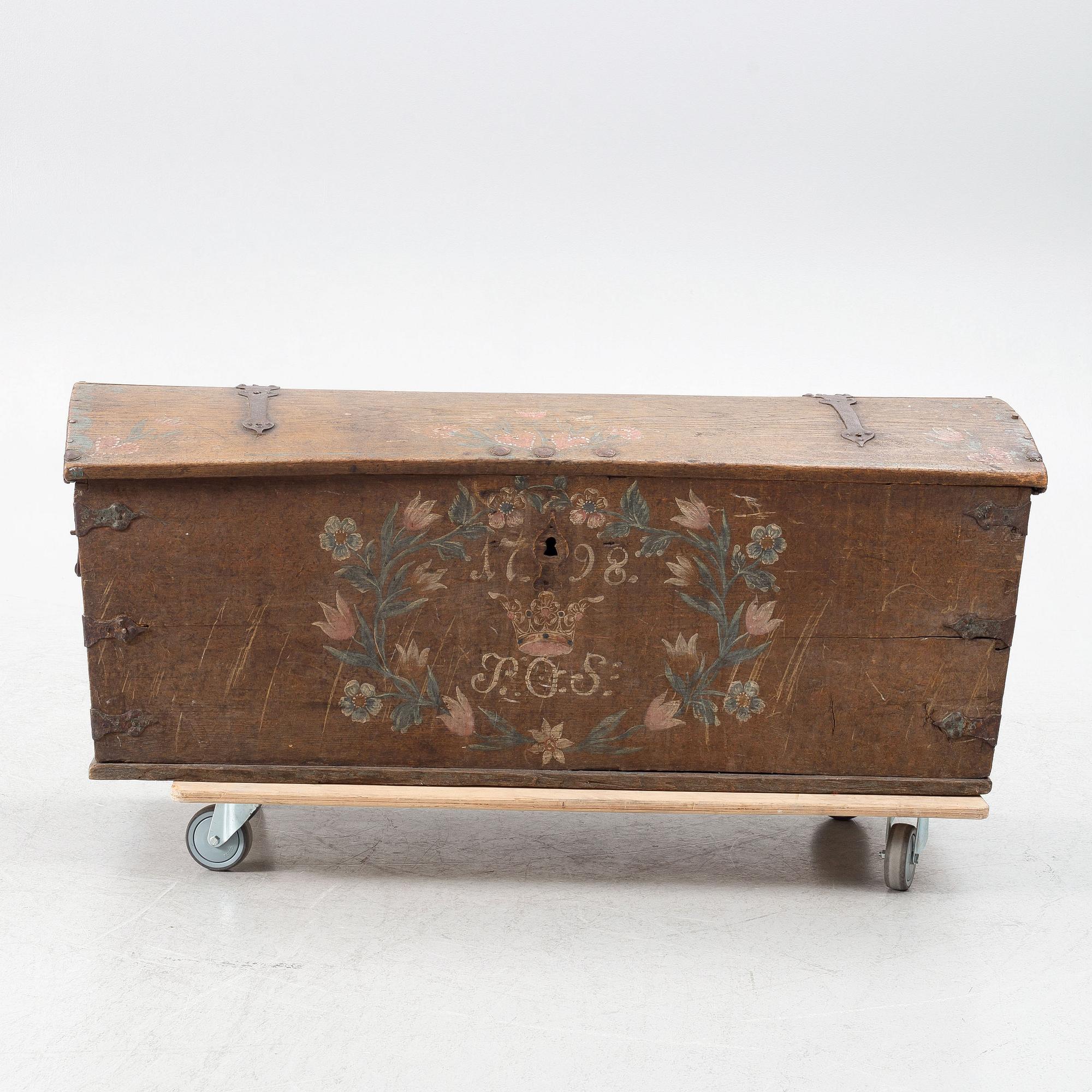 A swedish wooden chest, dated 1798.