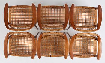 Adolf Relling & Sigurd Resell, a set of 6 "55 Bambi" chairs, Gustav Bahus eft. for Rastad & Relling, Norway 1950-60s.