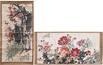 Unidentified artist, two Chinese ink paintings, 20th century.