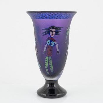 Ulrica Hydman-Vallien, vase, 'Juvelglas', signed, unique, Kosta Boda.