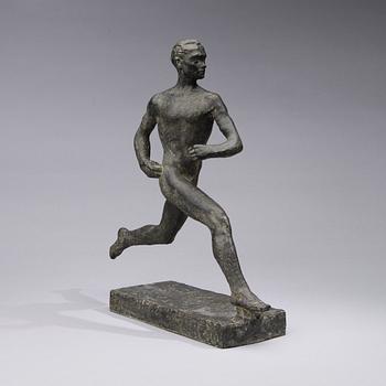 WÄINÖ AALTONEN, veistos, "Paavo Nurmi", metalliseosta, 1950-luku.