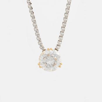 Pendant with brilliant-cut diamond, with chain.