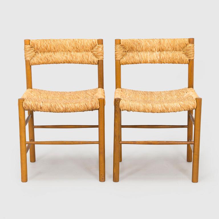 Charlotte Perriand, four mid-20th century "Dordogne" chairs for Sentou, France.