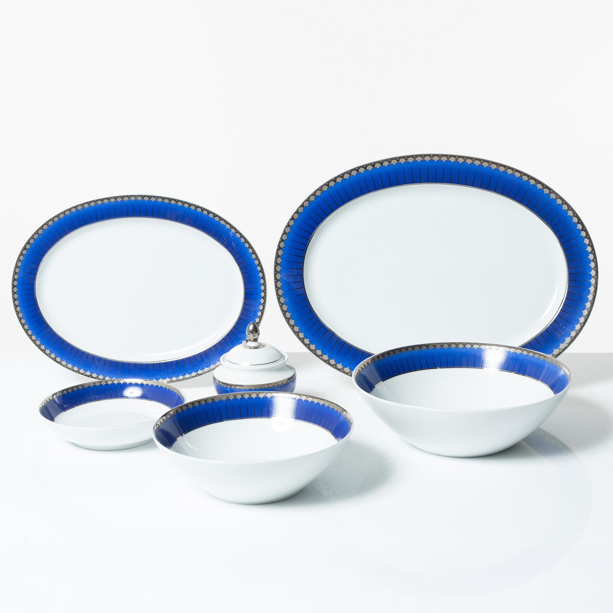 Sigvard Bernadotte, mat- och kaffeservis, 185 delar, "Millennium-line Marianne", Christineholm, Fyrklövern.