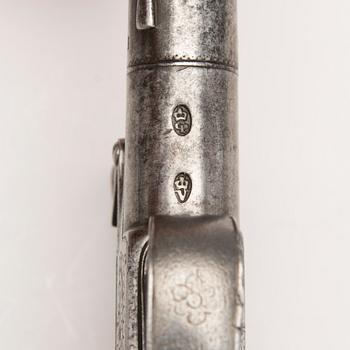 A pair of english boxlock flintock pistols marked E. Bond London, circa 1800.