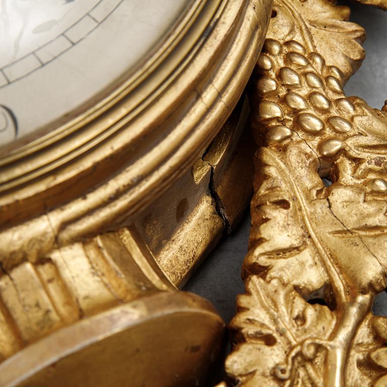 A Gustavian wall clock by Hans Wessman (active in Stockholm 1787-1805).