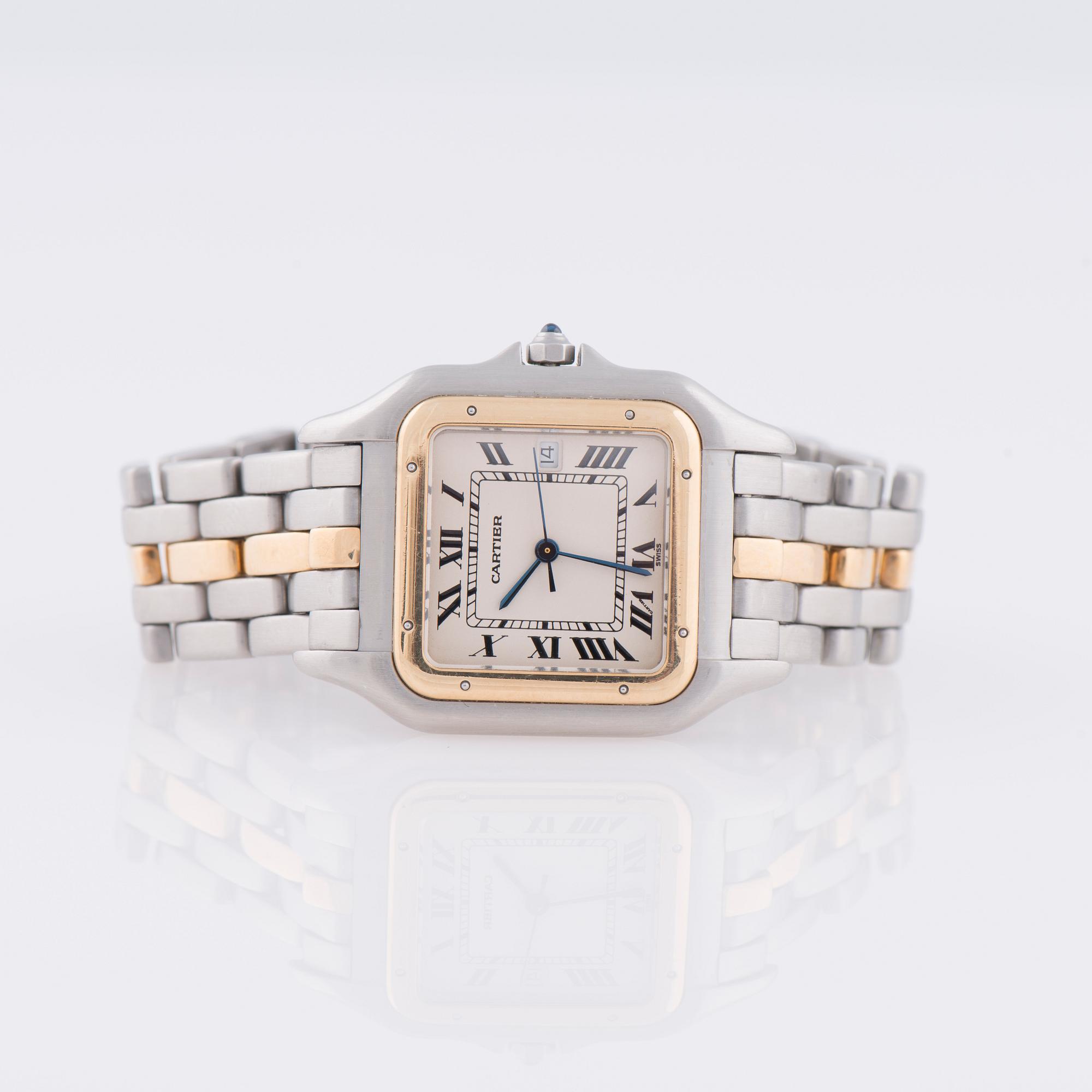 ARMBANDSUR, herr, Cartier, Santos, automatisk, stål och guld.