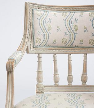 A pair of Gustavian armchairs by M Lundberg.