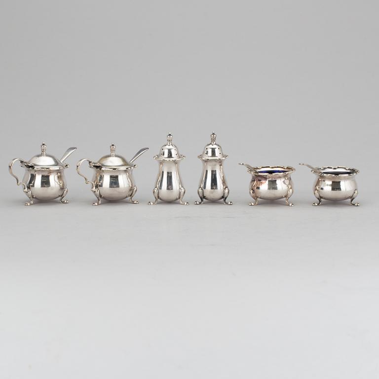 BORDSUPPSÄTTNING, 6 delar, nysilver, Mappin & Webb, England, 1900-talets mitt.