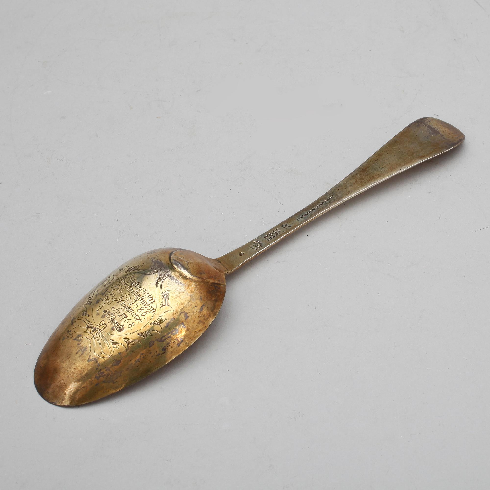 SKED. Silver. Magnus Stråtin, Uddevalla 1768. Vikt 64 g.