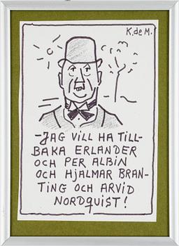 ERIK (KAR DE MUMMA) ZETTERSTRÖM,  4 st, teckningar, sign o en dat -82.