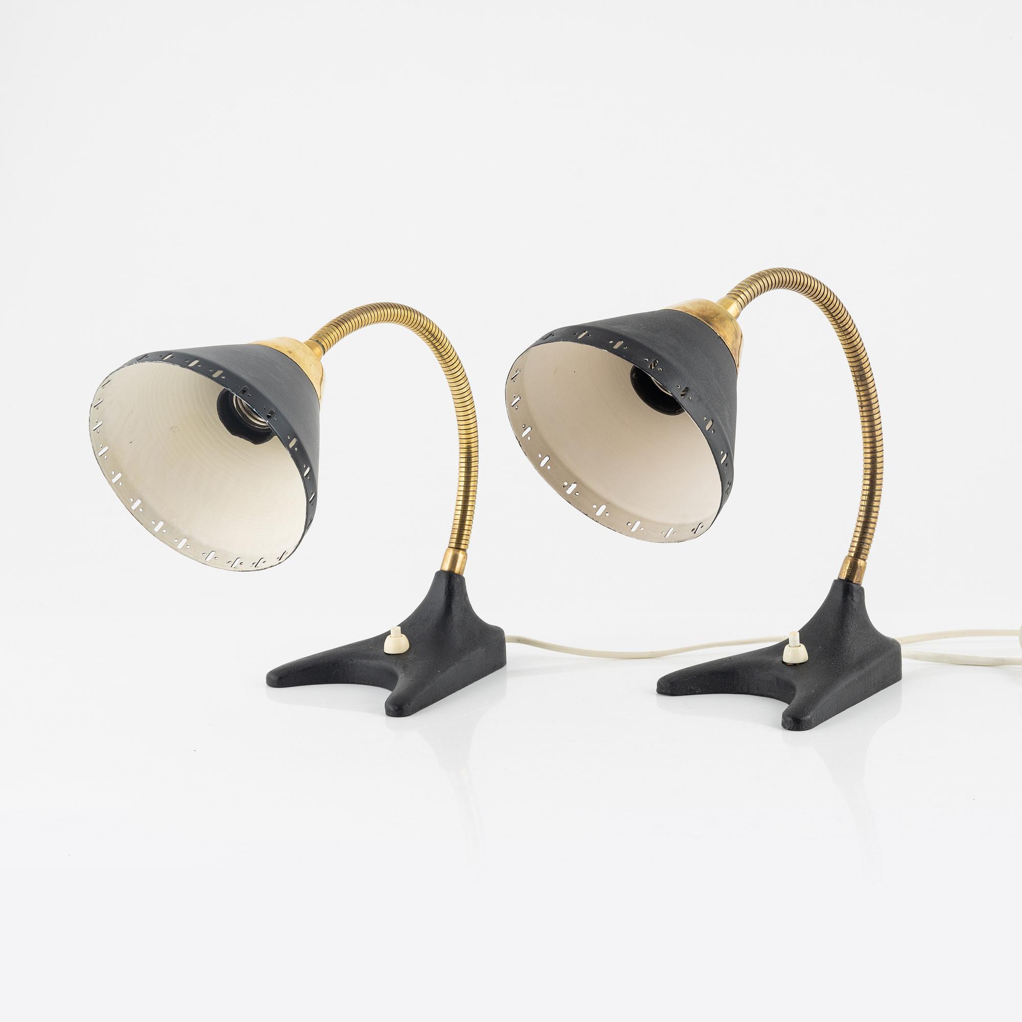A pair of table lights / wall lights, EWÅ, Värnamo, mid 20th Century.