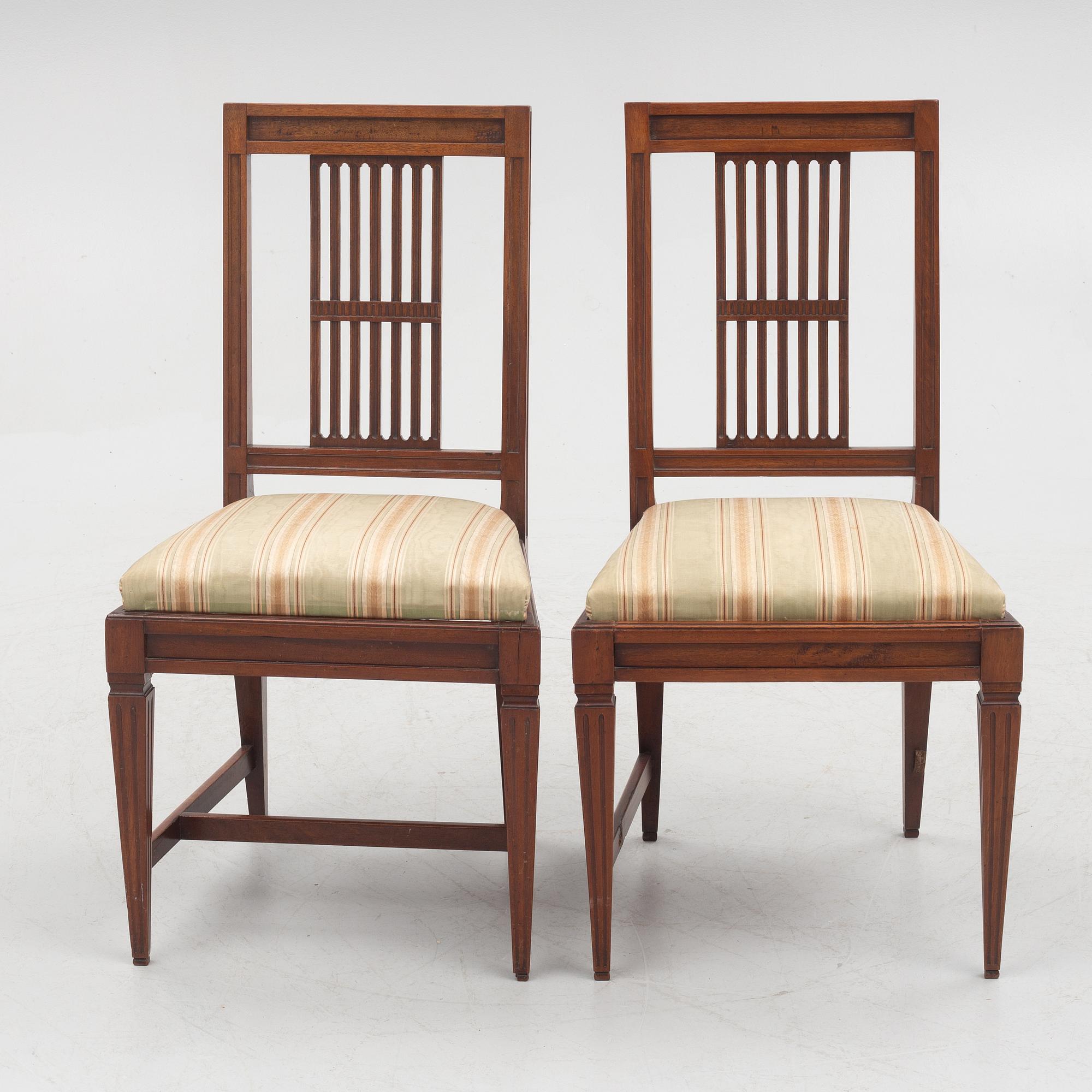 Six lat Gustavian chairs by Carl Johan Wadström, Stockholm (1758-1816, mästare 1788).